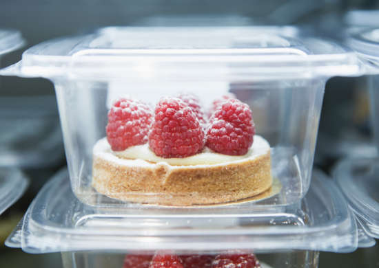 transparent tray with pastry
